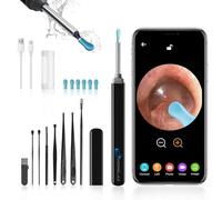 Otoscope Oreille avec caméra 1080P HD 3,5 mm étanche Nettoyage Oreille avec 6 Lumières LED auriculaires， Outil de Nettoyage d'oreille Adapté aux Smartphones et Tablettes IOS et Android,Noir profond