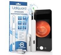 Otoscope Oreille avec Caméra 1920p 3,6mm Étanche WiFi Elimination du Cérumen - UdiGuard Endoscope Nettoyant Oreille Numérique 6 Lumières LED Adultes Bebe - Compatible avec iPhone iPad Android Blanc