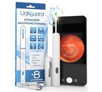 Otoscope Oreille avec Caméra 1920p 3,6mm Étanche WiFi Elimination du Cérumen - UdiGuard Endoscope Nettoyant Oreille 6 Lumières LED Animaux Adultes Enfants - Compatible avec iPhone iPad Android Blanc