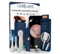 Otoscope Oreille Caméra HD 10mp Flexible et Numérique WiFi Élimination de Cérumen - UdiGuard Pro-Clean Kit Oreilles Nez Gorge - Pince à Épiler et Embouts Remplaçables - Compatible avec iOS Android