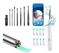 Otoscope Oreille, Nettoyant Oreille Otoscope, 1296P HD Kit Camera Oreille d'élimination du cérumen avec 6 lumières LED, Outil De Nettoyage D'oreille De 4,5 Mm, Adapté Aux iOS et Android (Blanc)