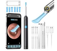 Otoscope Oreille, Otoscope Oreille 1080P HD Camera, 3,5mm Caméra Nettoyant Oreille WiFi avec 6 LED Lumières, Kit D'élimination de Ccérumen avec 9 Cure-Oreilles Traditionnels, IP67 Étanche
