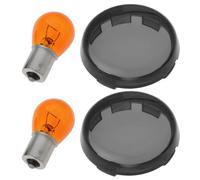 OTOTEC 2 Pièces Set de Caches de Lentilles de Clignotant de Fumée pour Moto avec Ampoules Ambrées Bullet Compatible avec Harley-Davidson 00-22 et Compatible avec Harley-Sportster XL883 1200 X48