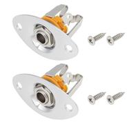 OTOTEC 2pcs Plaque de Jack de Guitare Argent 48,3x25 mm avec Jacks Stéréo 6,35 mm Compatible avec Telecaster Compatible avec LP