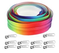 OTOTEC #5 Ruban à Glissière Arc-en-ciel 4 Mètres Bobine de Nylon Fermetures à Glissière sans Fin avec 10pcs Tirettes Curseur pour Bricolage Couture Tailleur Artisanat Sacs Bagages