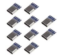 OTOTEC Lot de 10 connecteurs Femelles USB 3.1 de Type C à 14 Broches avec Adaptateur de Prise de Circuit imprimé pour Fil à souder