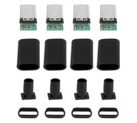 OTOTEC Lot de 10 Connecteurs USB-C à 4 Broches Connecteur Mâle de Type C à Monter Soi-même Connecteur Mâle USB 3.1 avec Boîtier de Type C Kit Ligne Soudage Carte PCB Type C Noir