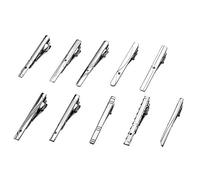 OTOTEC Lot de 10 pinces à cravate à enfiler pour cravate, mariage, affaires, tenue formelle, cadeau 6,1 x 0,5 cm, argenté