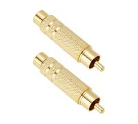 OTOTEC Lot de 2 adaptateurs d'interface audio/vidéo vers 6,35 mm - Interface audio/vidéo mâle vers TS femelle 6,35 mm - Convertisseur audio pour amplificateurs et haut-parleurs - 50 mm (plaqué or)