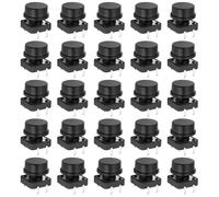 OTOTEC Lot de 25 micro-interrupteurs à bouton-poussoir 4 broches Selfreset avec capuchons pour bateaux, camping-cars, voitures, appareils électroniques, petits appareils électroménagers, 12 x 12 x 7,3