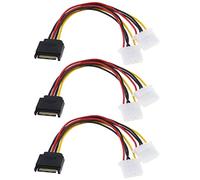OTOTEC Lot de 3 câbles d'alimentation SATA 15 broches vers double 4 broches IDE pour disque dur 15 broches SATA mâle vers 4 broches IDE femelle, adaptateur répartiteur en Y 20 cm, accessoires