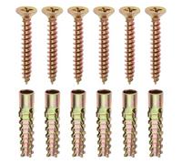 OTOTEC Lot de 50 ancrages muraux en acier avec vis 6 x 32 mm pour cloison sèche 5 x 40 mm Vis pour mur en béton, mur creux en bois, couleur zinc