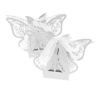 OTOTEC Lot de 50 boîtes à bonbons de mariage - Kit d'installation de base - Découpe laser - Cadeau d'anniversaire de mariage - Blanc