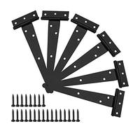OTOTEC Lot de 6 charnières en T pour abri de jardin - 20,3 cm - Robuste - Matériel forgé - Antirouille - Noir - Avec vis de montage