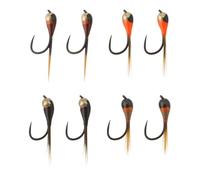 OTOTEC Lot de 8 Leurres de Pêche à La Mouche en Acier Au Carbone pour La Pêche Au Bar à La Truite Et Au Saumon 10,5 X 2,5 Mm