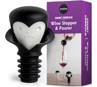 OTOTO Bouchons à vin et bec verseur - Cadeaux d'Halloween pour les amateurs de vin, bouchon de bouteille de vin effrayant, accessoires gothiques, gadgets de cuisine amusants (Comte Corkula)