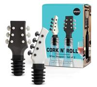 OTOTO Cork n' Roll - Bouchons à Vin (Lot de 2) en Forme de Guitare et Basse - Bouchons de Bouteille Rigolos et Fonctionnels - Cadeau Original pour Amateurs de Vin et Musique - Silicone