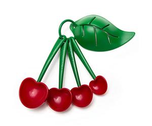 OTOTO Mon Cherry Ensembles de Cuillères Doseuses et Separateur Oeuf - 2 en 1 avec 4 x Cuillere Mesure et 1 x Separateur Jaune Oeuf - Cup Mesure sans BPA et Compatible Lave-Vaisselle