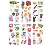Ototon 6 Feuilles Autocollants Stickers Motif Sirène Plantes Fleurs Papillon Gommettes Décoratifs Adhésif pour Scrapbooking Photo Journal DIY (C)