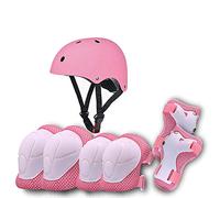 Ototon 7Pcs Casque Vélo Enfant Réglable Sets de Protection Enfant Casque Ajustable Coudières Genouillère Protège-Poignets Protections pour Sports Srotection Vélo Skateboard