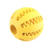 Ototon Chien Balle Caoutchouc Robuste à Mâcher Jouet Balle pour Chiens Dent Nettoyage Non Toxique Indestructible Treat Balle Friandises Interactif pour Petit Chien Chiot Jeux (Jaune)
