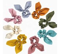 Ototon Chouchou Cheveux Oreilles de Lapin Coloré Élastique Cheuveux Scrunchies Accessoires pour Femmes Filles Couleur Aléatoire 10pcs