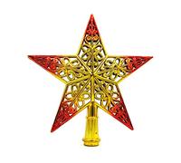 Ototon Cimier de Sapin de Noël Étoile Ajouré Topper d'arbre de Noël Coloré Sommet de Sapin pour Salon Maison Décorations Fête 20cm (Rouge)