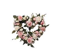 Ototon Couronne Artificielle de Fleur en Soie Forme de Coeur Guirlande Suspendu Décoration pour Mur Porte Mariage