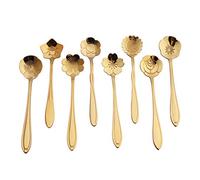 Ototon Cuillères à Café Forme de Fleurs en Acier Inoxydable Cuillères à Dessert Cuillère à Sucre Crème pour Cuisine Pâtisserie Mariage Couverts 8pcs