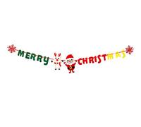 Ototon Guirlande Bannière de Noël en Tissu Non tissé Joyeux Noël Père Noël Renne Banderole Suspendu pour Décoration de Noël Party Maison