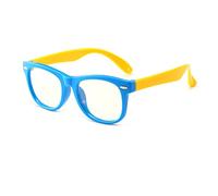 Ototon Lunettes Anti Lumière Bleue pour Enfant Rectangulaire Cadre Anti Fatigue Protection UV Ordinateur Tablette Game pour Garçons Filles (Bleu+Jaune)