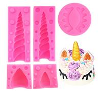 ：Ototon Moule à Pâtisserie en Silicone en Forme de Licorne Mignon Outils de Cuisson Pour Fondant chocolat DIY 3 pcs