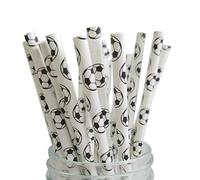 Ototon Pailles en Papier Jetables Football Pailles à Boire Biodégradables Décorations pour Cocktails Fête Mariage Anniversaire 100pcs
