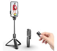 Ototon Perche Selfie Bluetooth100cm Selfie Stick Trépied Bluetooth Bâton de Selfie Monopode Réglable Télécommande sans Fil pour iPhone 12/11/11 Pro/X/XS/8/7 Plus Samsung Huawei Smatphones Android