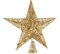 Ototon Sapin Étoile Cimier de Sapin Topper Doré Métallique Décoration Scintillant pour Maison Noël (15cm)
