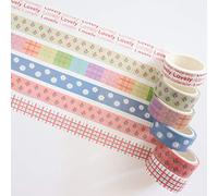 Ototon Washi Tape 6 Rouleaux Bande de washi Masking Tape Adhésif Ruban décoratif Motif Mignon Imprimé pour DIY Scrapbooking Cadeaux Journal