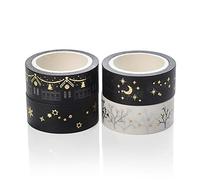 Ototon Washi Tape Ruban Adhésif Doré Papier Décoratif Motif Lune Étoile Masking Tape Pour Craft Emballage Scrapbooking Cahier 4pcs