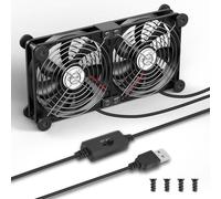 OTraki 120 mm Ventilateur PC USB Double Rangée 2 En 1, Ventilateur Mini USB 3 Vitesses Réglable Refroidisseur PC Portable Avec 8 Absorbeurs De Chocs Pour Routeur PS4 Tv Box Ordinateur Portable