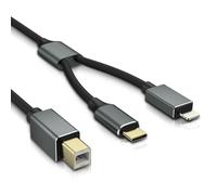 OTraki 2-in-1 Câble MIDI USB 1.5 m, Type-B/USB C vers MIDI Câble MIDI USB B pour Instruments Compatible avec Piano, Contrôleur Midi, Clavier Midi, Interface Audio d'enregistrement