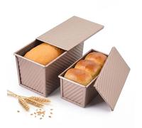 OTraki 2 Pièces Moule à Pain de Mie avec Couvercle, Moule À Pain Antiadhésif Petit Format (19 X 9,5 X 8 Cm) Et Grand Format (21 X 11,5 X 11 Cm), Moule À Pain Avec Trous De Ventilation Pour Toasts