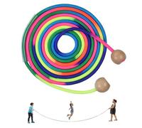 OTraki 5M Corde à Sauter Enfant,Longue Corde à Sauter Multijoueur,Corde Arc-en-ciel Reglable avec Poignées en Bois,Skipping Rope,Jump Rope avec Petite Poignée Aux Garçons et Filles De 4-12 Ans