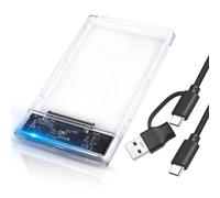 OTraki Boitier Disque Dur 2.5'' USB 3.1 Gen 1 5Gbps Boitier Externe Disque Type C vers SATA pour HDD et SSD de 2,5'' et 7mm/9.5mm, Boîtier SSD 2.5 pour Xbox/PS5/Ordinateur Portable/PC (Transparent)