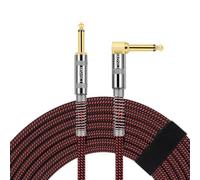 OTraki Câble de guitare avec câble d'instrument de 6,3 mm, 3 m, câble de guitare tressé rouge avec fiche coudée et 1 prise jack standard pour guitare électrique, basse, clavier (1 pièce)