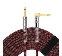 OTraki Câble de guitare avec câble d'instrument de 6,3 mm, câble de guitare tressé rouge avec fiche coudée et 1 prise jack (5M, 500, Centimètres)