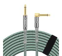 OTraki Câble de guitare avec prise jack 6,3 mm, câble instrument de 5 m, câble de guitare tressé vert avec prises coudées et 1 prise jack standard, boîtier robuste et prise stable