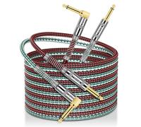 OTraki Câble Guitare 4m, 2 Pièces 6.35mm Cable Jack Câble Instrument Guitare Jack Coudé de Guitare électrique pour Amplificateur De Guitare, Basse, Instrument à Clavier