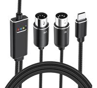 OTraki Câble MIDI USB-C, convertisseur d'interface USB-C d'entrée et de sortie de 2 m, MIDI vers USB-C avec indicateur LED, câble d'interface MIDI à faible latence