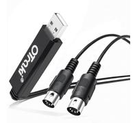 OTraki Câble Midi vers USB de 3,8 m avec interface Midi Type C 5 broches | Câbles audio USB noirs avec entrée et sortie, adaptateur de câble avec 16 canaux compatible avec les appareils Android