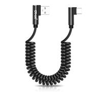 OTraki Câble USB C Coudé 80 cm Charge Rapide 3A Rétractable Nylon Tressé
