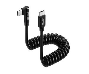 OTraki Câble USB C Spiralé Court 240W 0.3-0.8 m Rétractable Nylon Tressé